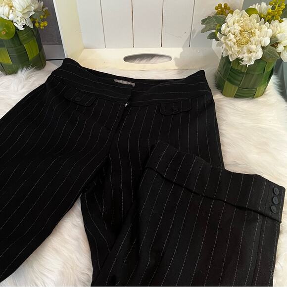 NEW Ann Taylor Pinstriped Wide Leg Cropped Cuffed Career Capri Suit Trousers 4P - Picture 5 of 13